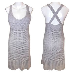 Athleta Crocheted Dress Grey Size L Fits like a 8 CD